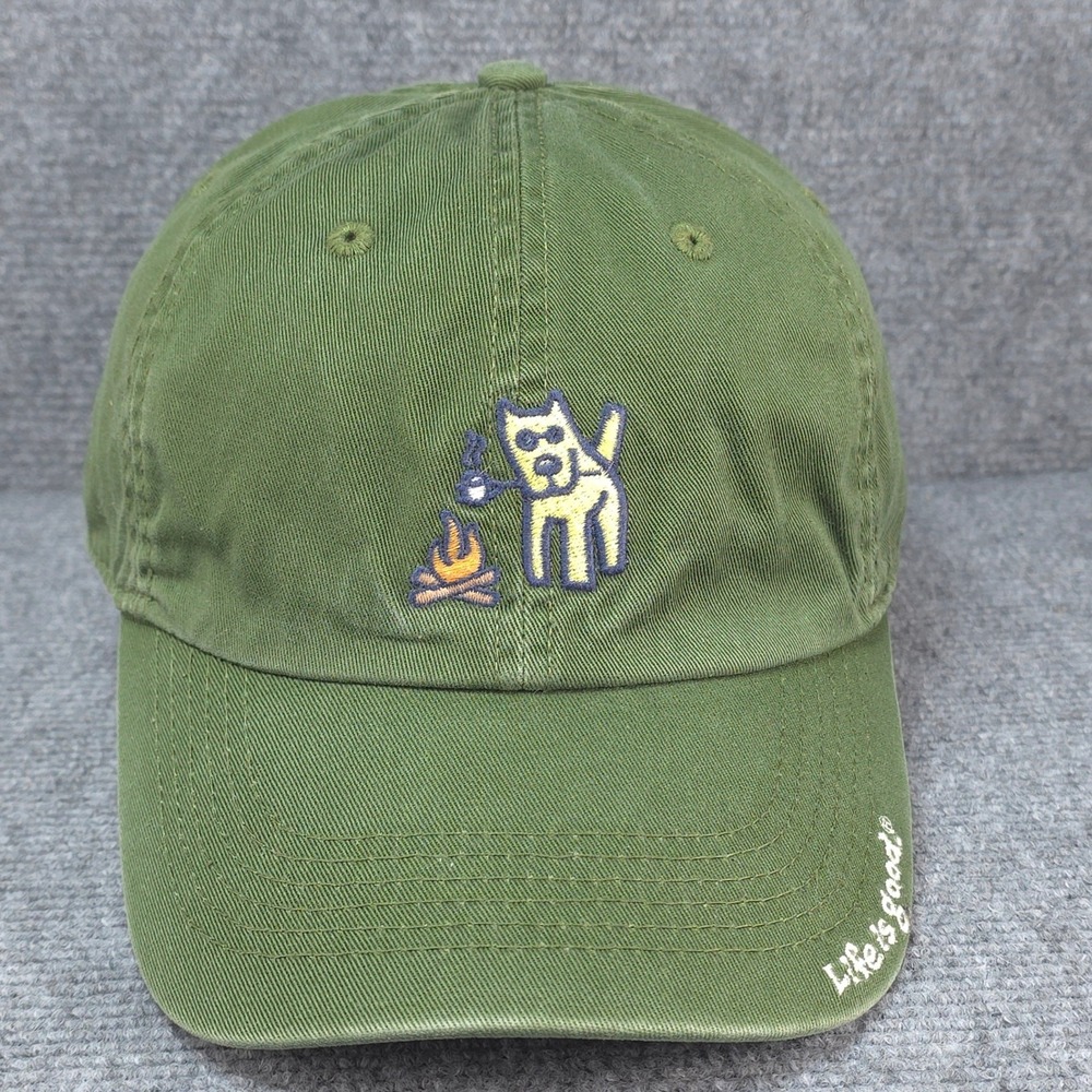 Life is Good Hat Cap Mens Strapback Green Campfire Outdoors Hiking Casual
